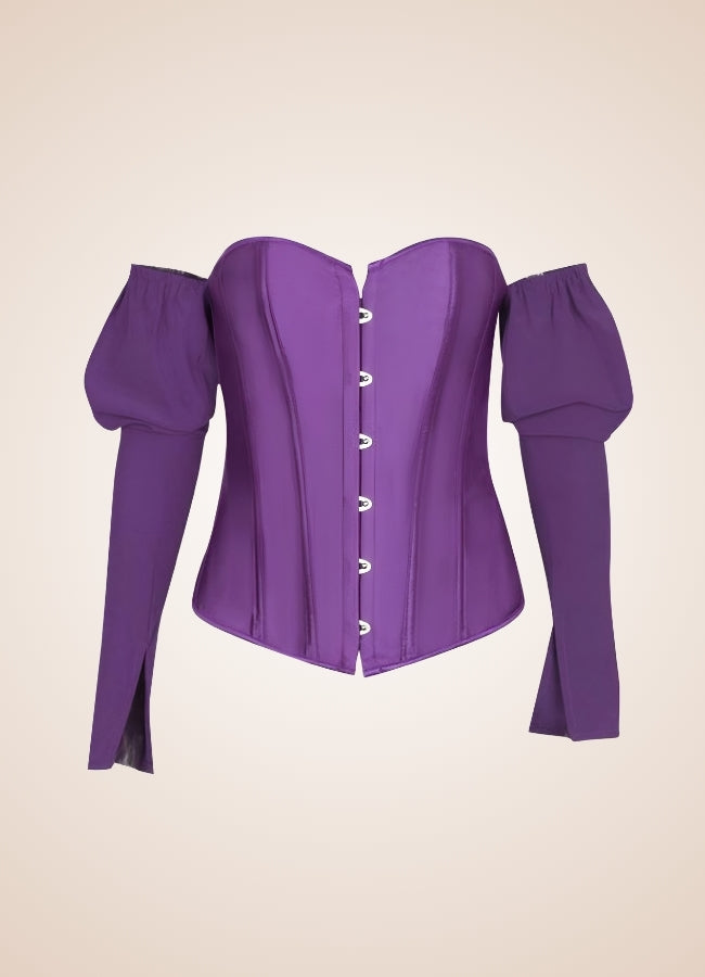 Steampunk Victorian Long Sleeve Corset Purple / 2XS steampunk-victorian-long-sleeve-corset-purple