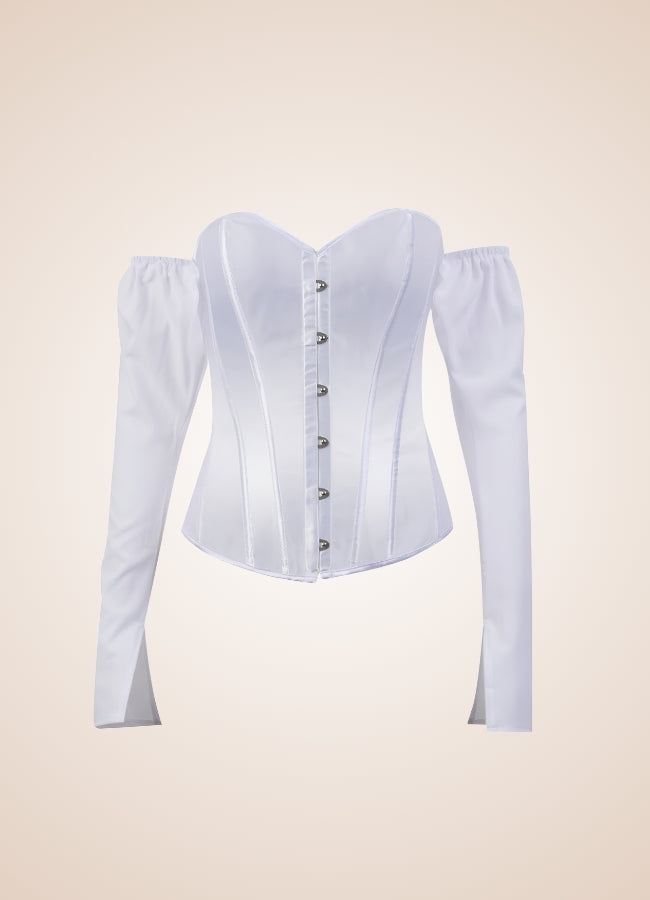 Steampunk Victorian Long Sleeve Corset White / 2XS steampunk-victorian-long-sleeve-corset-white