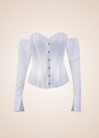 Steampunk Victorian Long Sleeve Corset White / 2XS steampunk-victorian-long-sleeve-corset-white