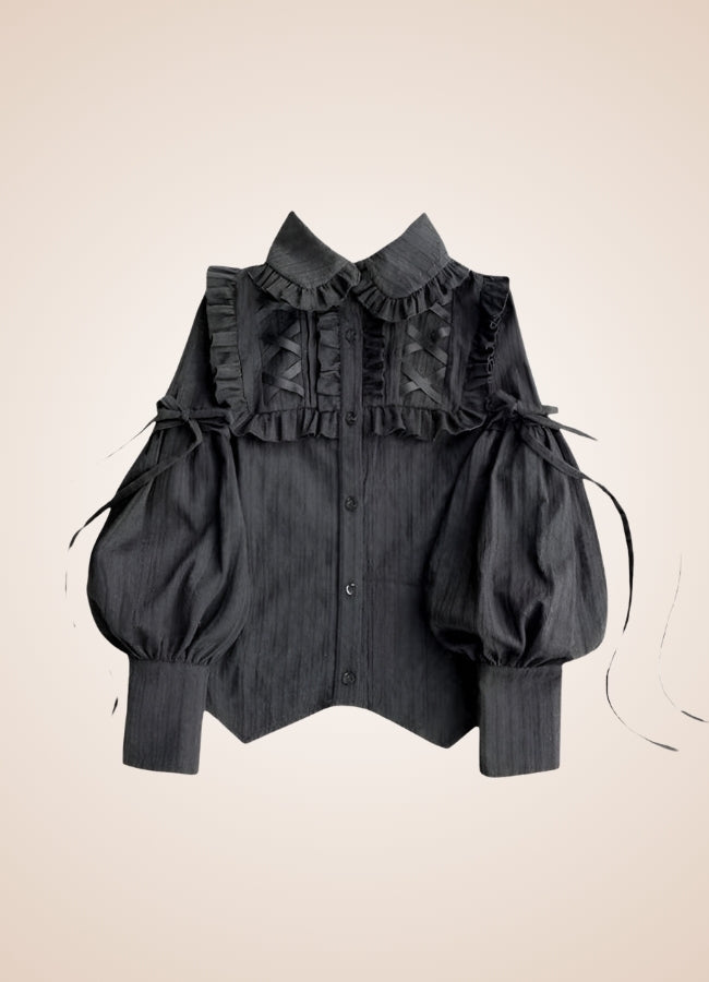 Steampunk Vintage Lolita Shirt Black / L steampunk-vintage-lolita-shirt-black