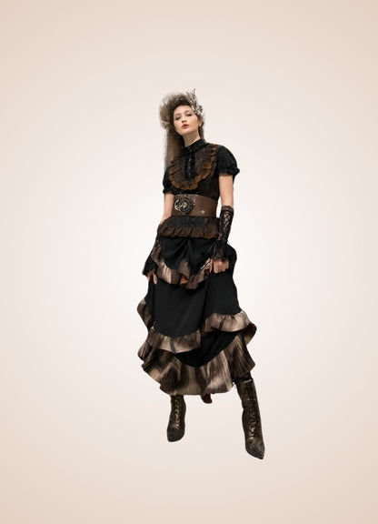 Steampunk Vintage Long Skirt Black / One Size steampunk-vintage-long-skirt-black