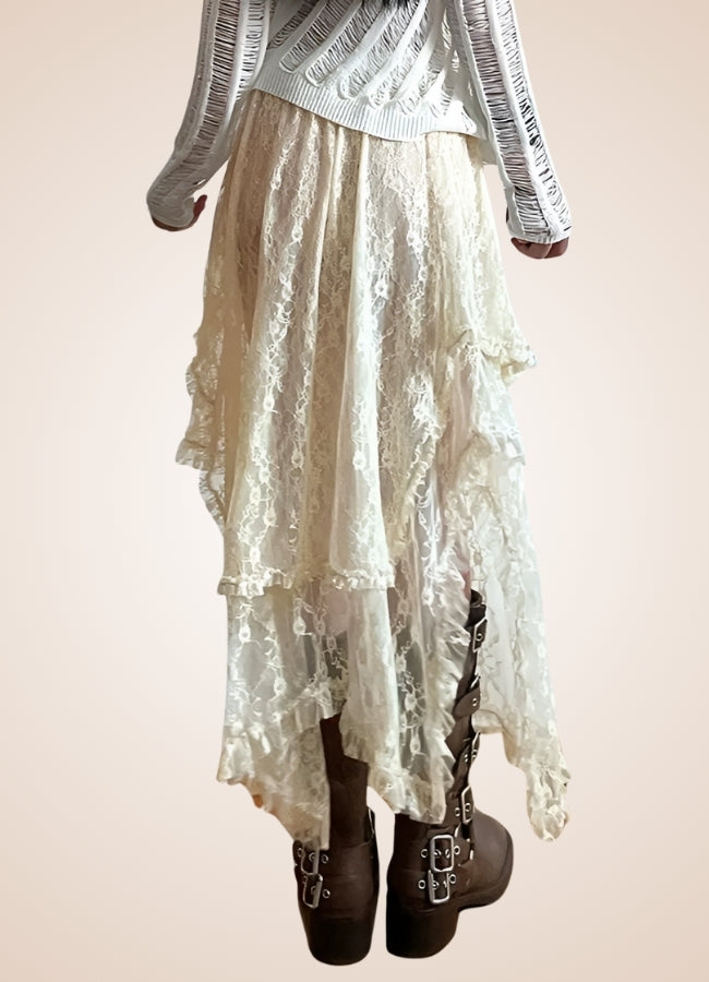 Steampunk White Asymmetrical Skirt White / M steampunk-white-asymmetrical-skirt-white
