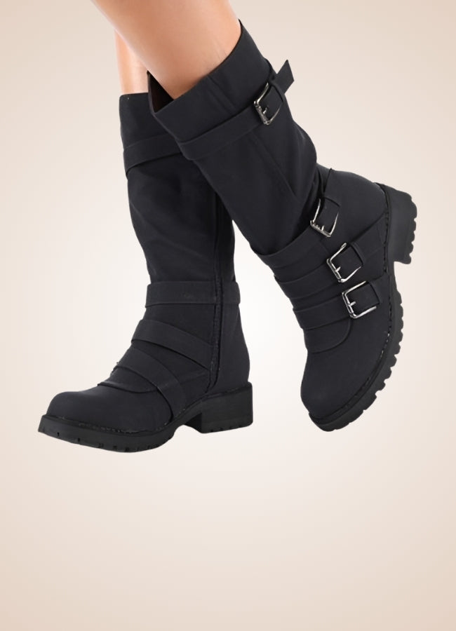 Steampunk Winter Belt Long Boots Black / 12.5 steampunk-winter-belt-long-boots-black