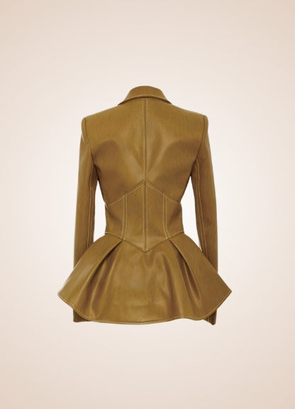Steampunk Women's Leather Zipper Jacket Yellow / 2XL steampunk-womens-leather-zipper-jacket-yellow