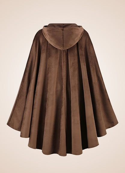 Steampunk Women's Renaissance Hooded Cape Brown / 2XL steampunk-womens-renaissance-hooded-cape-brown