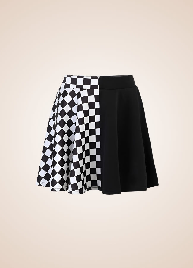 Two Color Gothic Mini Skirt Black White / 2XS two-color-gothic-mini-skirt-black-white