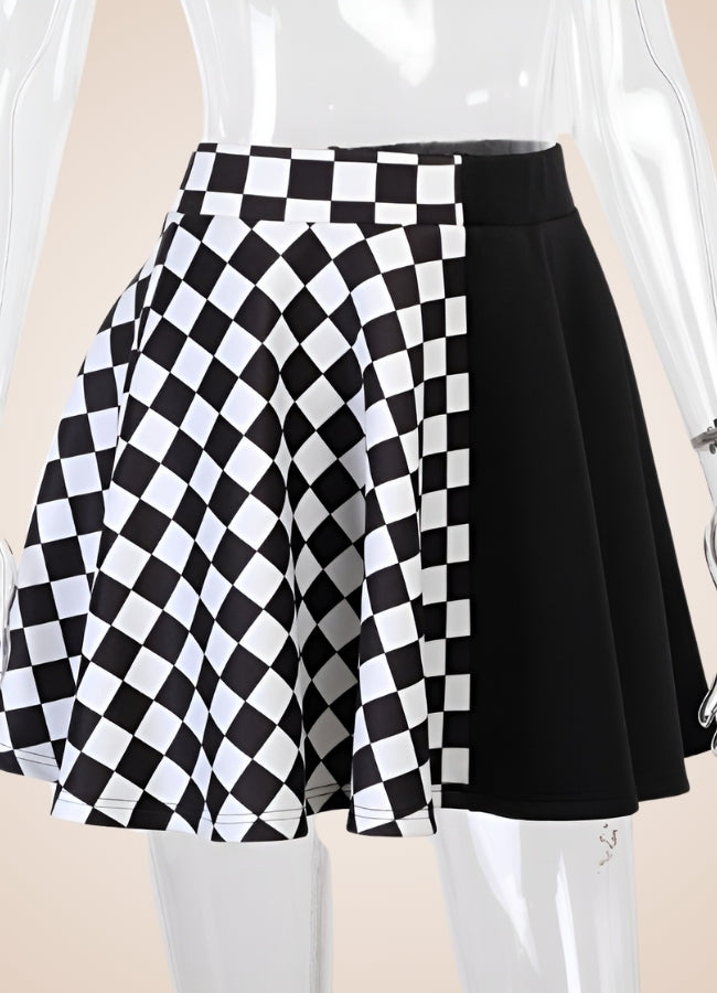 Two Color Gothic Mini Skirt Black White / 2XS two-color-gothic-mini-skirt-black-white