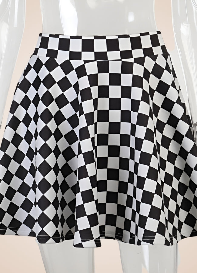 Two Color Gothic Mini Skirt Black / 2XS two-color-gothic-mini-skirt-black