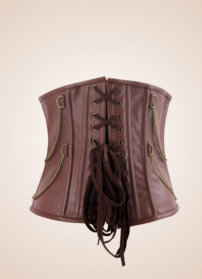 Underbust Leather Steampunk Corset Brown / XL underbust-leather-steampunk-corset-brown