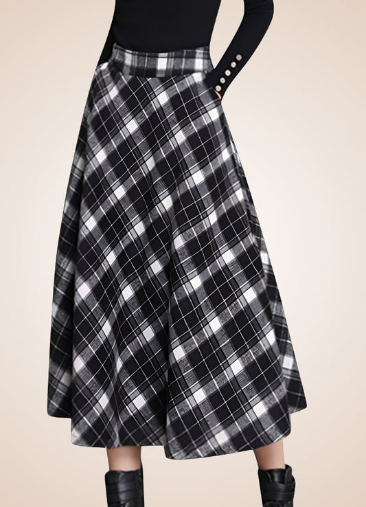 Victorian High Waist Plaid Skirt Black / 2XS victorian-high-waist-plaid-skirt-black