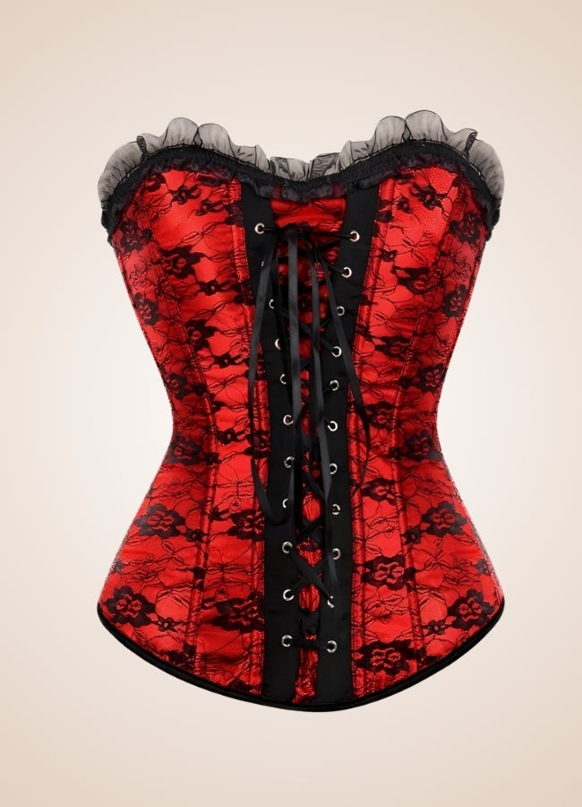 Victorian Lace Steampunk Corset Red / XL victorian-lace-steampunk-corset-red