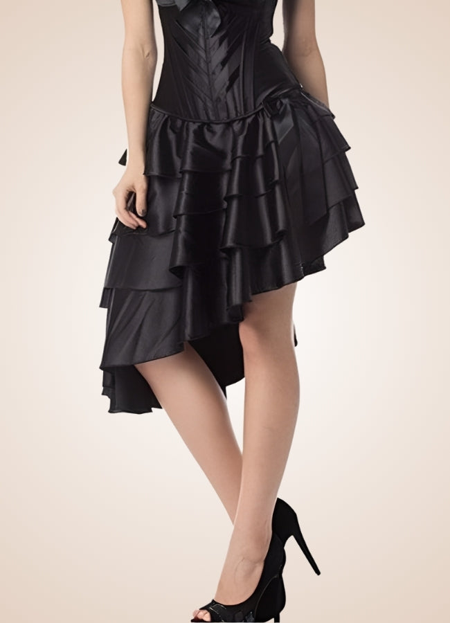 Victorian Ruffled Steampunk Midi Skirt Black / XL victorian-ruffled-steampunk-midi-skirt-black