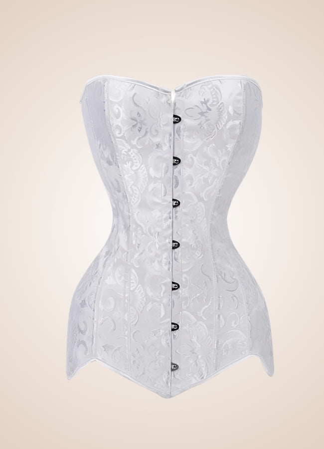 Victorian Steampunk Long Corset White / 2XS victorian-steampunk-long-corset-white