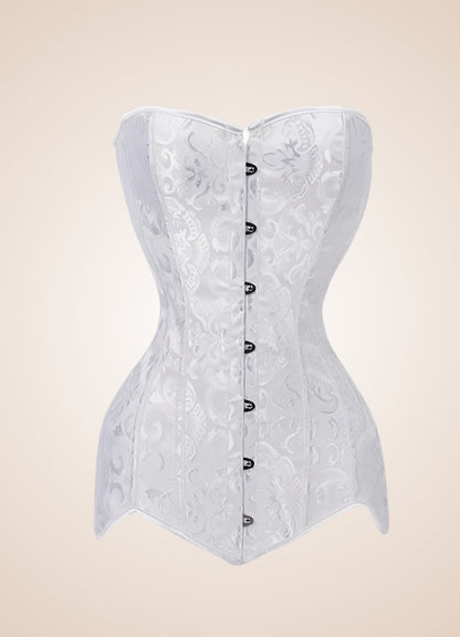 Victorian Steampunk Long Corset White / 2XS victorian-steampunk-long-corset-white