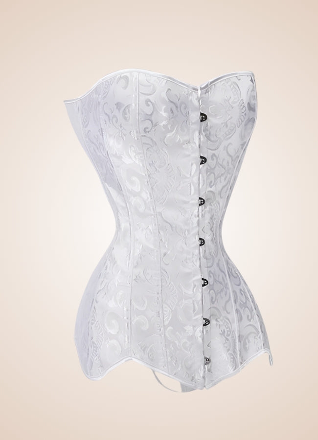 Victorian Steampunk Long Corset White / 2XS victorian-steampunk-long-corset-white