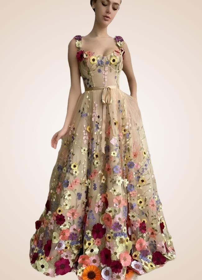 Vintage Floral Lace Steampunk Dress Apricot / 2XL vintage-floral-lace-steampunk-dress-apricot