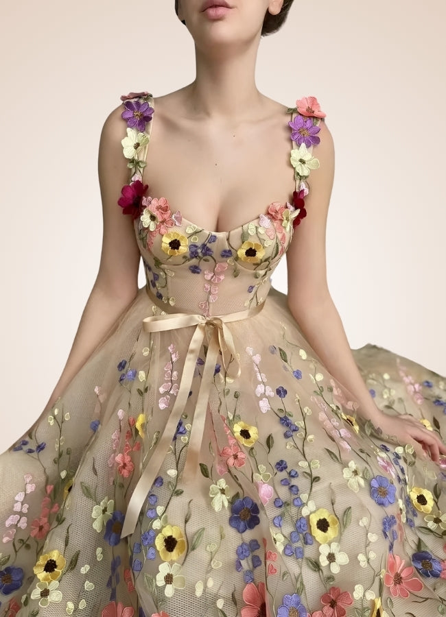 Vintage Floral Lace Steampunk Dress Apricot / 2XL vintage-floral-lace-steampunk-dress-apricot