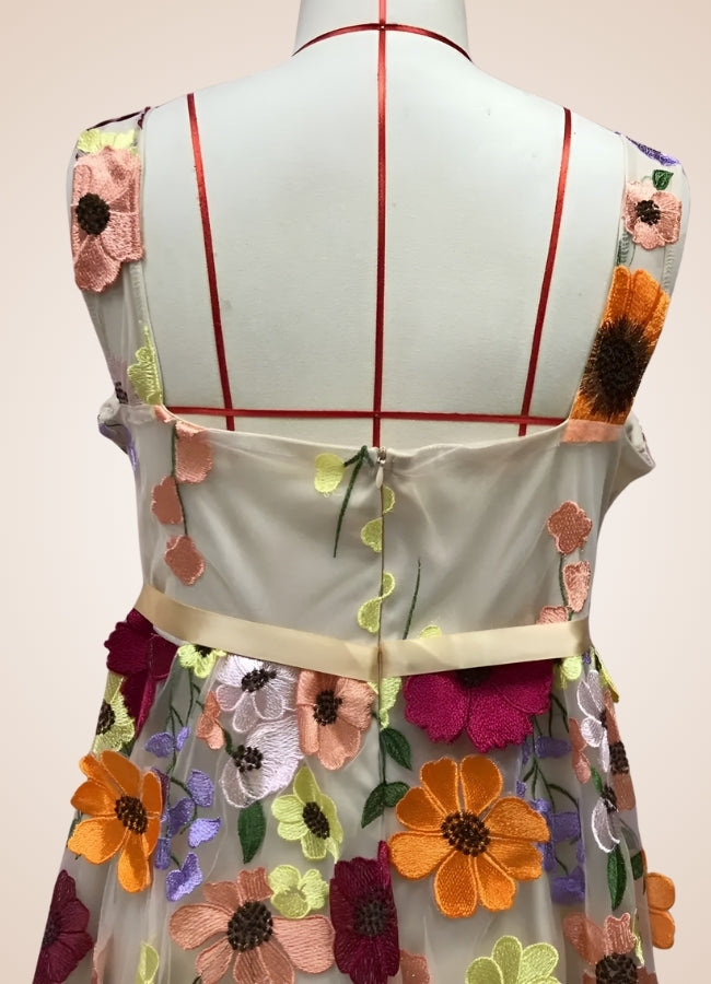 Vintage Floral Lace Steampunk Dress Apricot / 2XL vintage-floral-lace-steampunk-dress-apricot