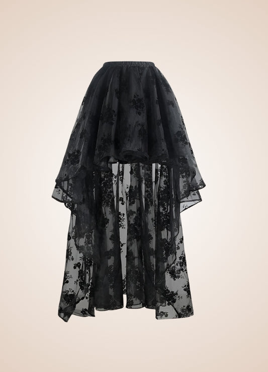 Vintage Flowers Steampunk Skirt Black / 5XL vintage-flowers-steampunk-skirt-black