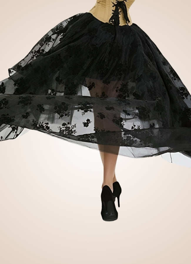 Vintage Flowers Steampunk Skirt Black / 5XL vintage-flowers-steampunk-skirt-black