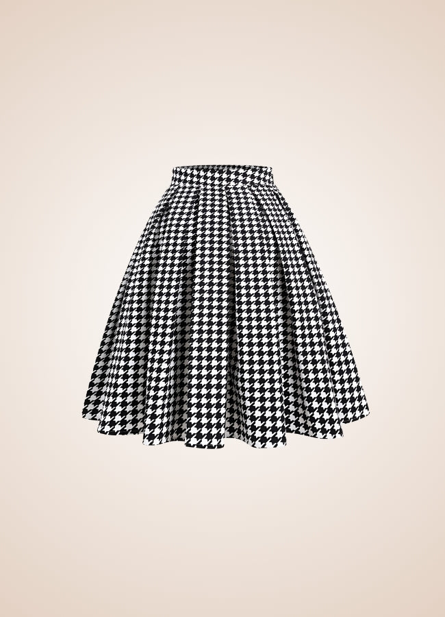 Vintage Houndstooth Steampunk Skirt Black / XL vintage-houndstooth-steampunk-skirt-black