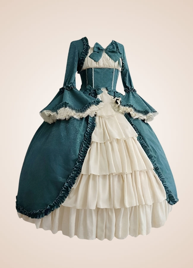 Vintage Victorian Ruffled Steampunk Dress Green / XL vintage-victorian-ruffled-steampunk-dress-green