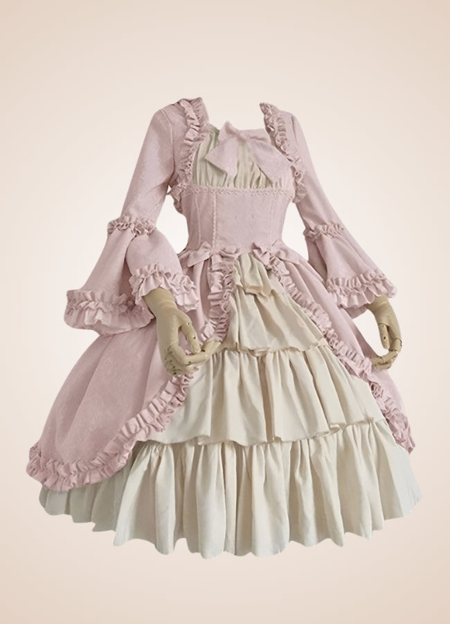 Vintage Victorian Ruffled Steampunk Dress Pink / XL vintage-victorian-ruffled-steampunk-dress-pink