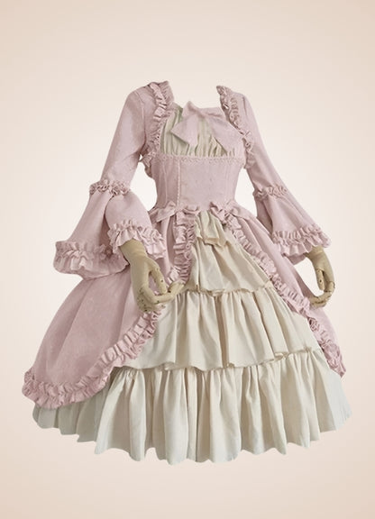 Vintage Victorian Ruffled Steampunk Dress Pink / XL vintage-victorian-ruffled-steampunk-dress-pink