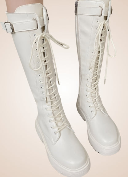 White Knee High Steampunk Boots White / 8.5 white-knee-high-steampunk-boots-white