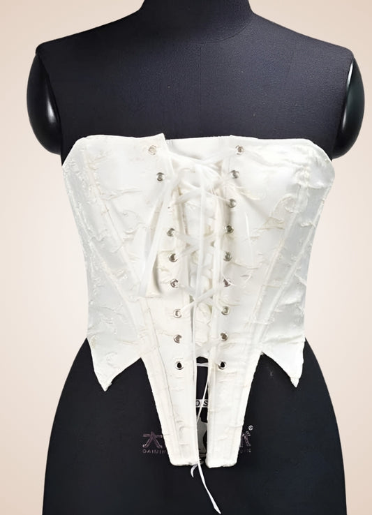 White Off Shoulder Steampunk Corset White / 2XS white-off-shoulder-steampunk-corset-white