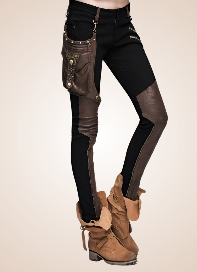 Woman Steampunk Style Pants Brown / 2XL woman-steampunk-style-pants-brown