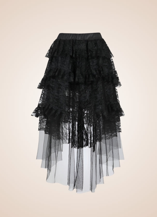 Women's Layered Floral Skirt Black / 2XS womens-layered-floral-skirt-black