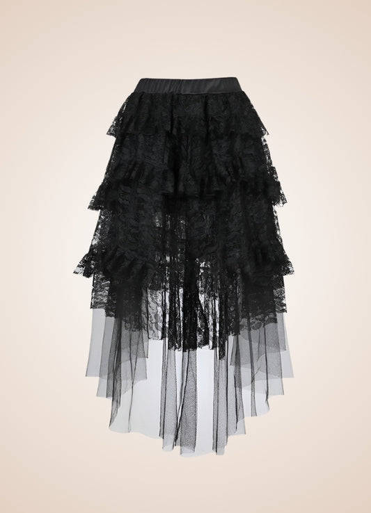 Women's Layered Floral Skirt Black / 2XS womens-layered-floral-skirt-black