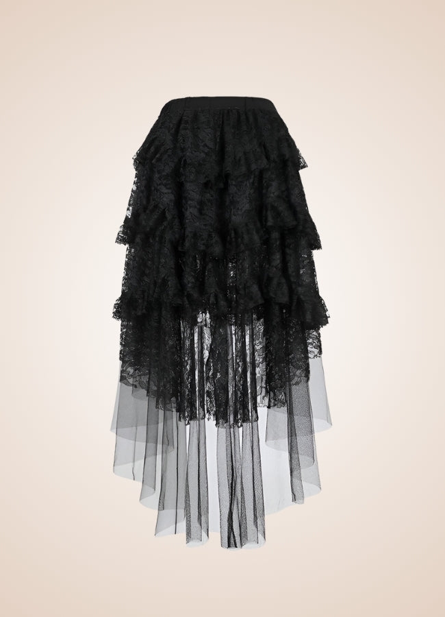 Women's Layered Floral Skirt Black / 2XS womens-layered-floral-skirt-black