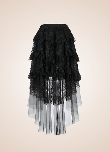 Women's Layered Floral Skirt Black / 2XS womens-layered-floral-skirt-black