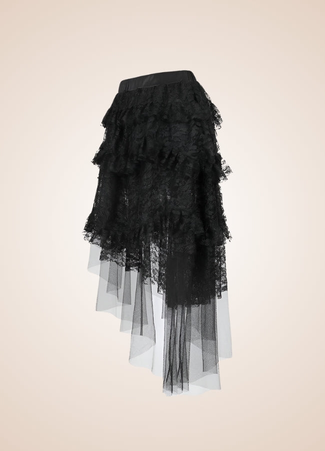 Women's Layered Floral Skirt Black / 2XS womens-layered-floral-skirt-black