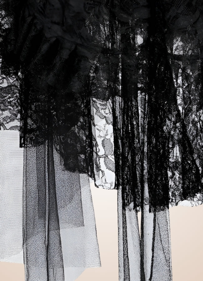 Women's Layered Floral Skirt Black / 2XS womens-layered-floral-skirt-black