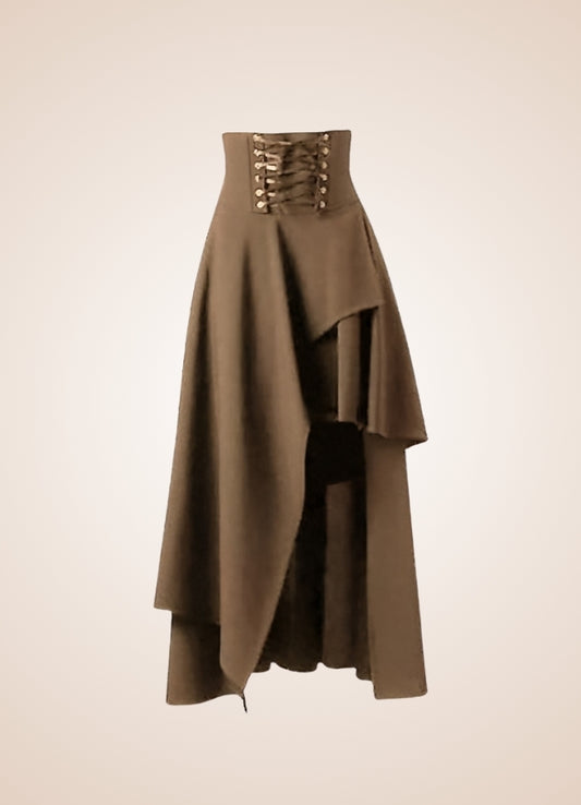 Women's Medieval Asymmetrical Steampunk Skirt Khaki / XL womens-medieval-asymmetrical-steampunk-skirt-khaki