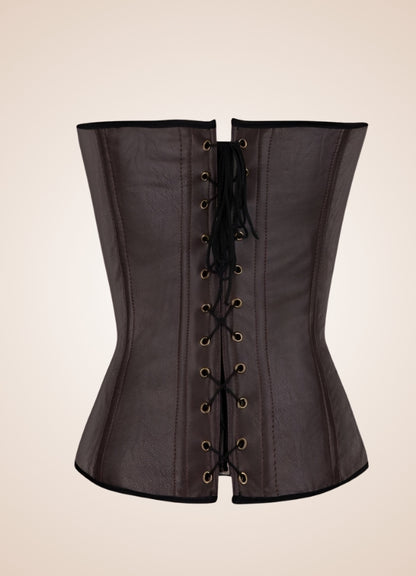Women's Steampunk Buckled Corset Brown / XL womens-steampunk-buckled-corset-brown