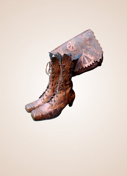 Women's Steampunk Cowboy Style Boots Reddish Brown / 12.5 womens-steampunk-cowboy-style-boots-reddish-brown