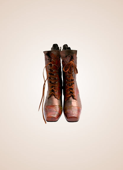 Women's Steampunk Cowboy Style Boots Reddish Brown / 12.5 womens-steampunk-cowboy-style-boots-reddish-brown