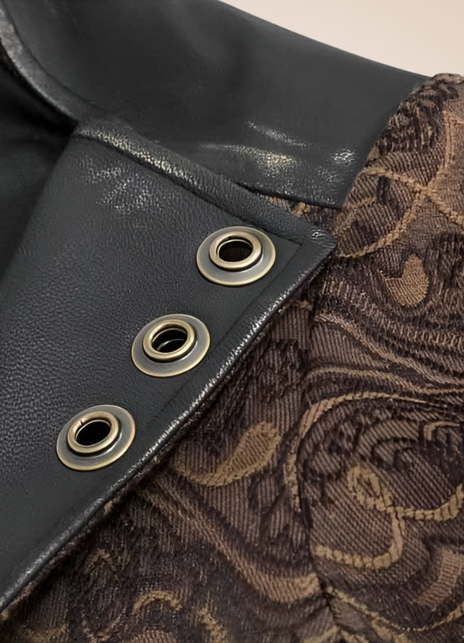 Women's Steampunk Leather Jacket Brown / 2XL womens-steampunk-leather-jacket-brown