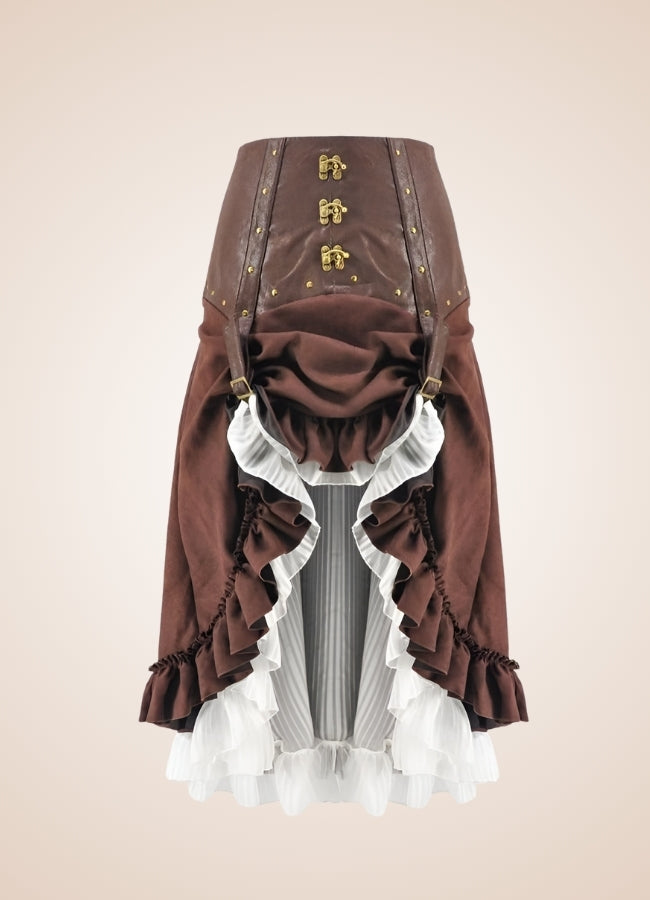 Women's Steampunk Long Skirt Brown / 4XL womens-steampunk-long-skirt-brown