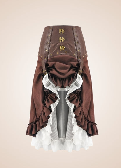 Women's Steampunk Long Skirt Brown / 4XL womens-steampunk-long-skirt-brown