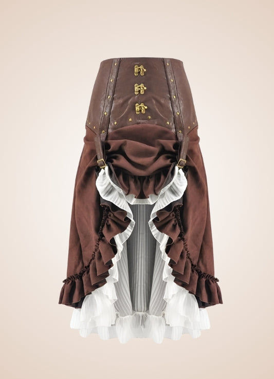 Women's Steampunk Long Skirt Brown / 4XL womens-steampunk-long-skirt-brown