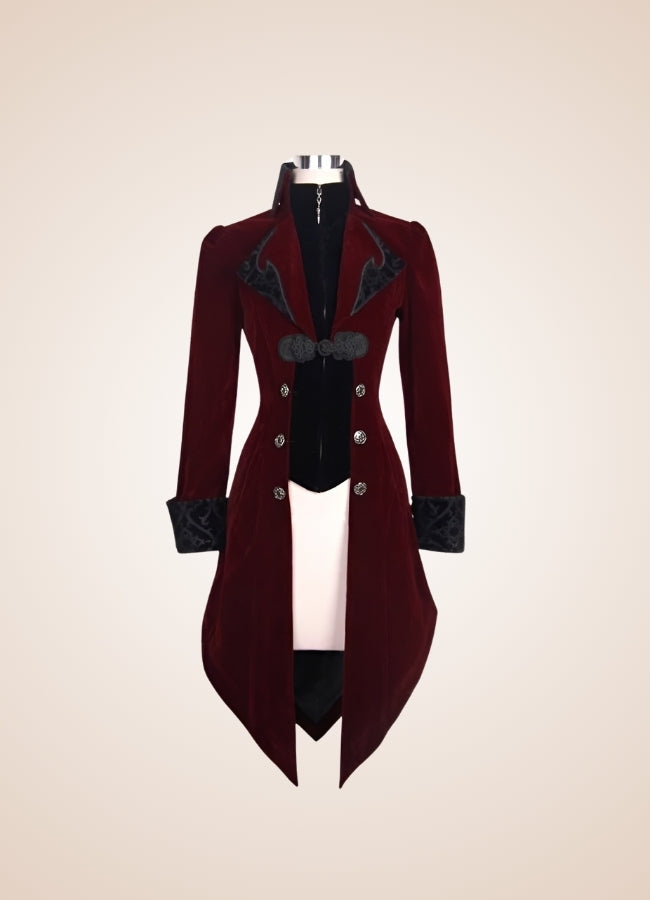 Women's Steampunk Tailcoat Burgundy Red / 3XL womens-steampunk-tailcoat-burgundy-red
