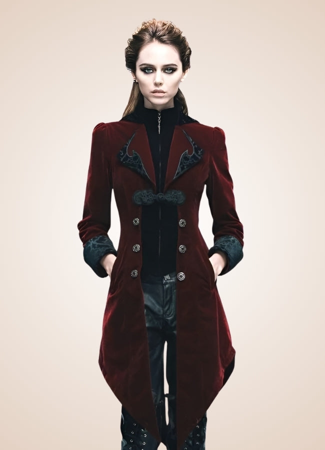 Women's Steampunk Tailcoat Burgundy Red / 3XL womens-steampunk-tailcoat-burgundy-red