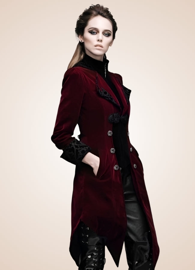 Women's Steampunk Tailcoat Burgundy Red / 3XL womens-steampunk-tailcoat-burgundy-red
