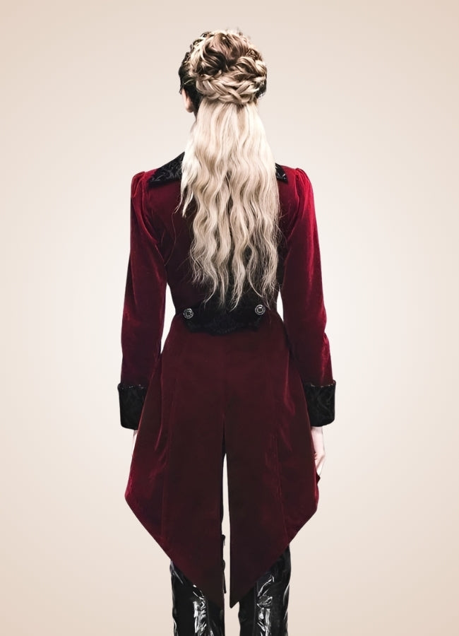 Women's Steampunk Tailcoat Burgundy Red / 3XL womens-steampunk-tailcoat-burgundy-red