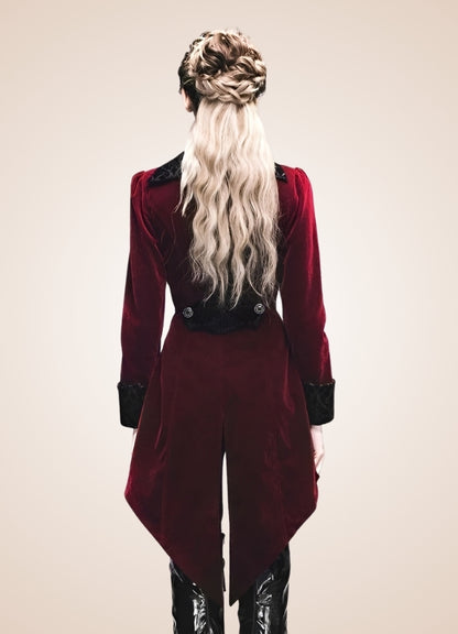 Women's Steampunk Tailcoat Burgundy Red / 3XL womens-steampunk-tailcoat-burgundy-red